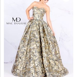 mac duggal silver gown